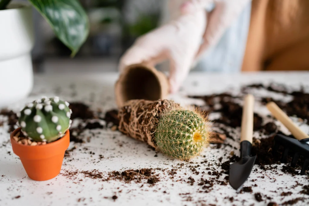 Indoor plant pot with drainage holes for healthy root growth